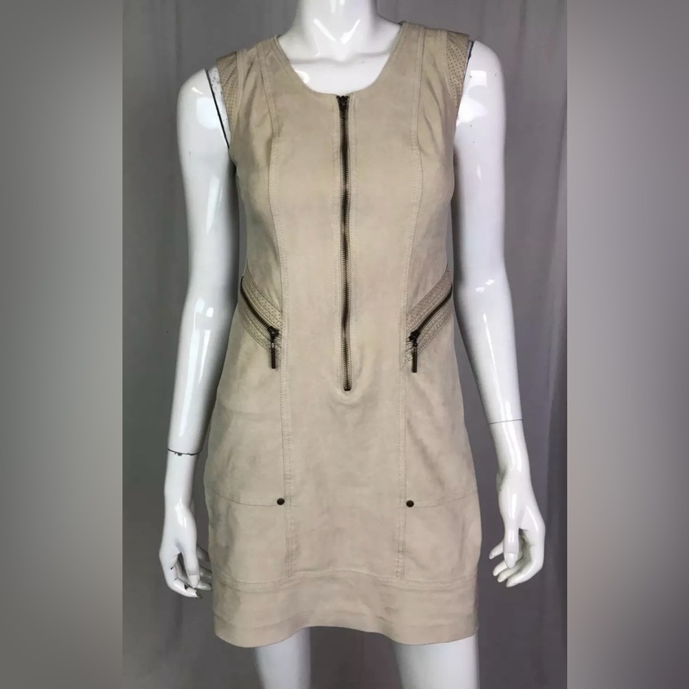 Terra Nostra Faux Suede Moto Zip Mini Dress